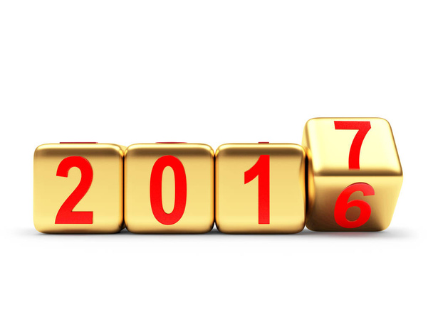 2017 uudenvuoden konsepti. Kultakuutiot 2016 muuttumassa 2017
 - Valokuva, kuva