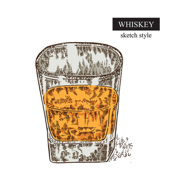 Whiskey drink. Bicchiere di whisky disegnato a mano. Illustrazione vettoriale
  - Vettoriali, immagini