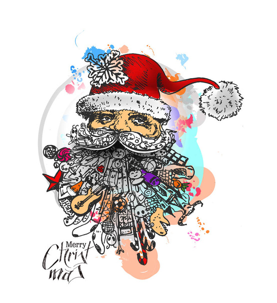 Обличчям Різдва символів Санта-Клауса, мультфільм стиль Санта Cl - Вектор, зображення