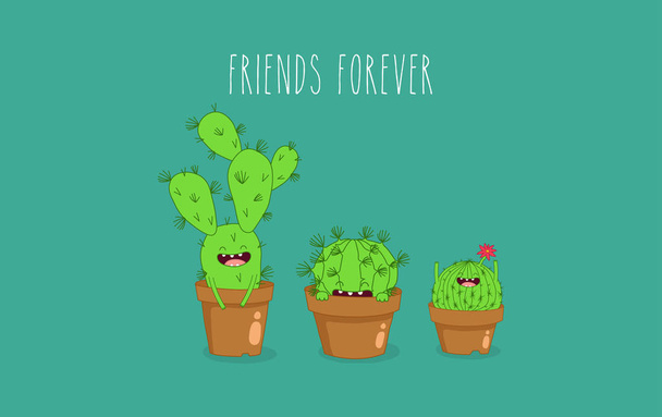 funny cactus plants - Vector, Image