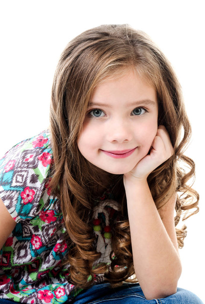 Portrait of adorable smiling  little girl isolated  - Foto, Imagem