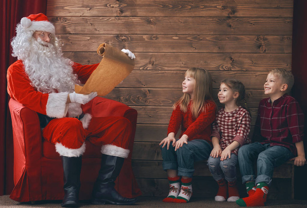 kids and Santa Claus - Fotoğraf, Görsel