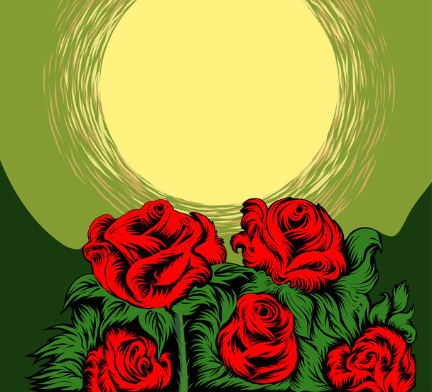 Rose and moon scene - Wektor, obraz