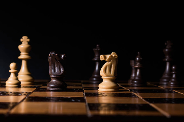 Chess photographed on a chessboard - Φωτογραφία, εικόνα