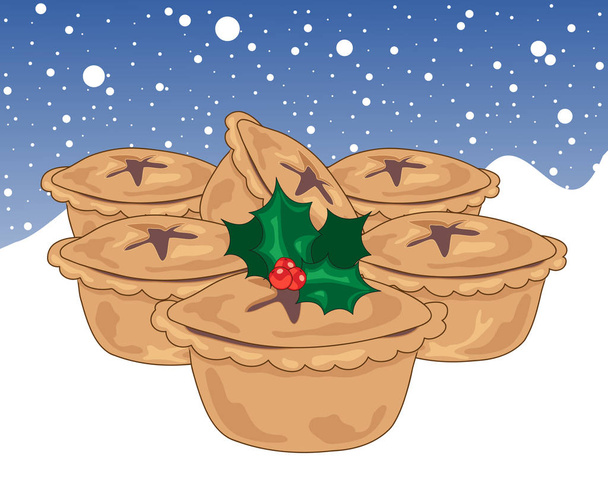 snowy mince pies - Vector, Image