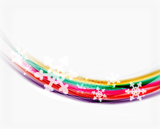 Línea de onda borrosa con copos de nieve. plantilla de presentación de mensaje de Navidad
 - Vector, Imagen