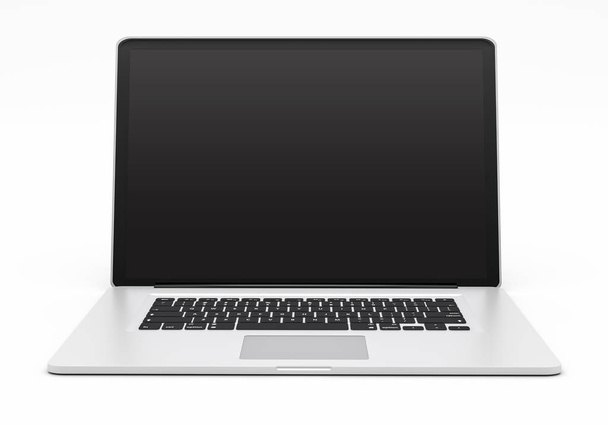 Moderne metalen laptop op witte achtergrond 3D-rendering - Foto, afbeelding