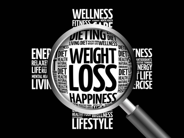 Weight Loss word cloud with magnifying glass - Фото, зображення