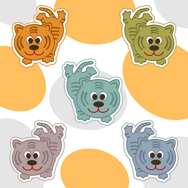 set of vector icons of five different colored kittens - Vector, Image