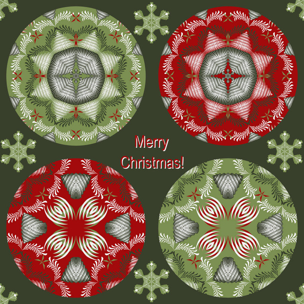 Christmas vector set of circular patterns - Vector, Image