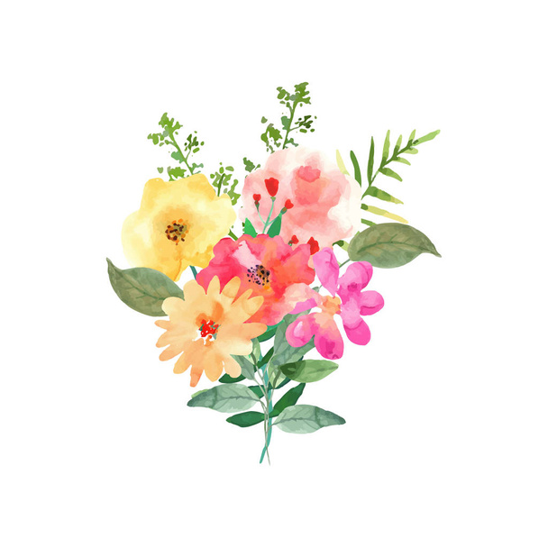 Hand drawn watercolor bouquet. Isolated elements. Vector. - Вектор, зображення