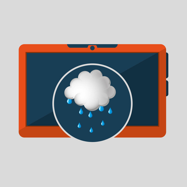 laptop technology. weather forecast cloud rain icon graphic - Vector, Image