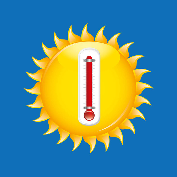 rotes Thermometer Symbol sonniges Wetter Meteorologie - Vektor, Bild