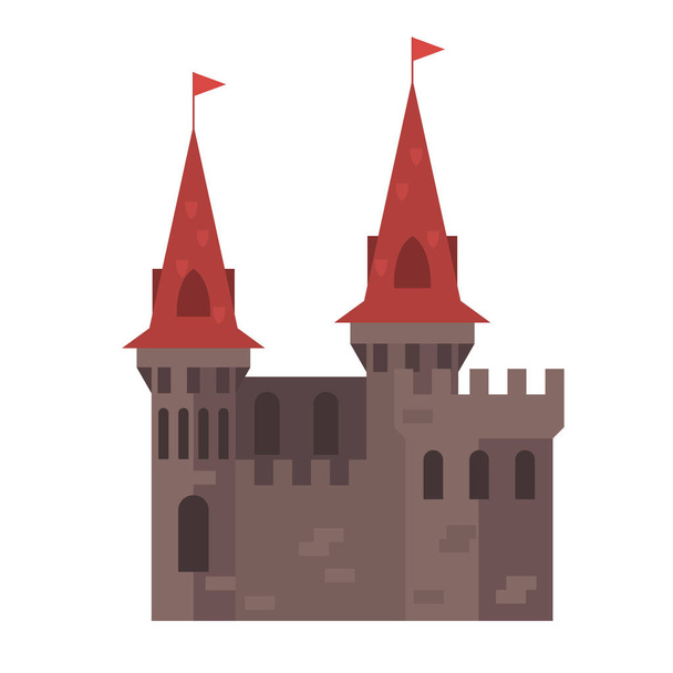 Medieval castle with towers - stronghold - Vector, Image
