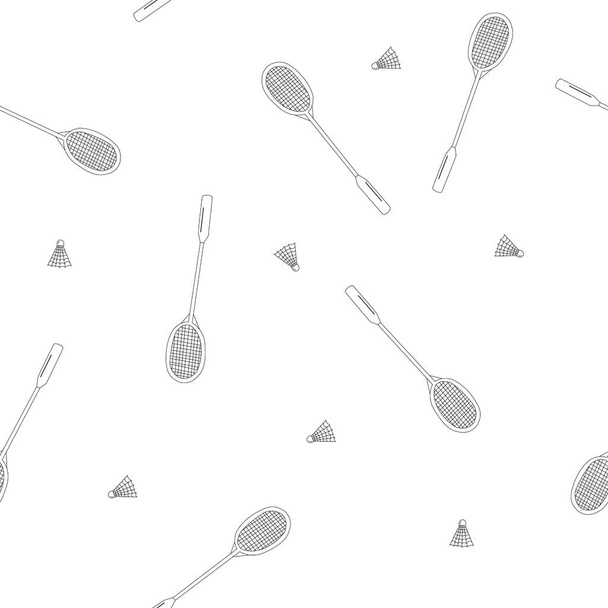 Seamless pattern with badminton rackets and shuttlecocks  - Vector, Image