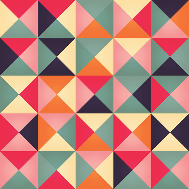 Geometrische naadloze patroon met kleurrijke driehoekjes in retro ontwerp - Vector, afbeelding