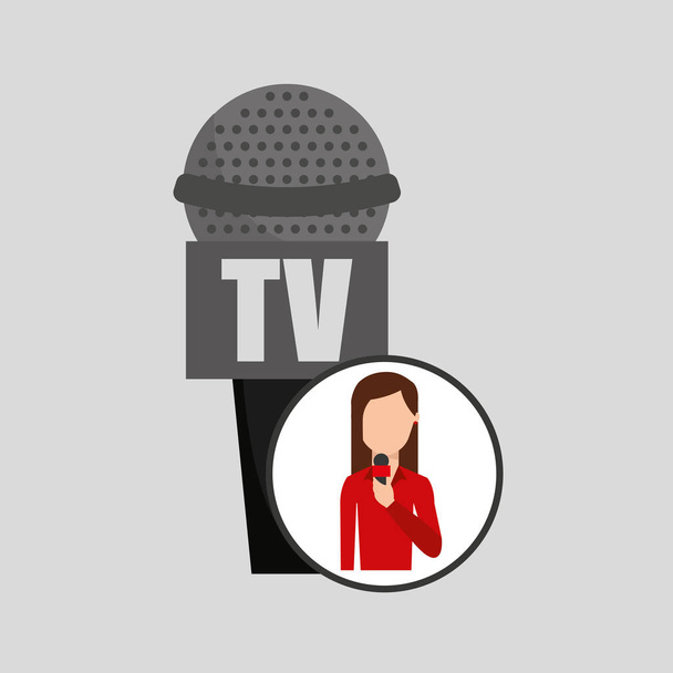 personnage femme journaliste nouvelles microphone tv graphique
 - Vecteur, image