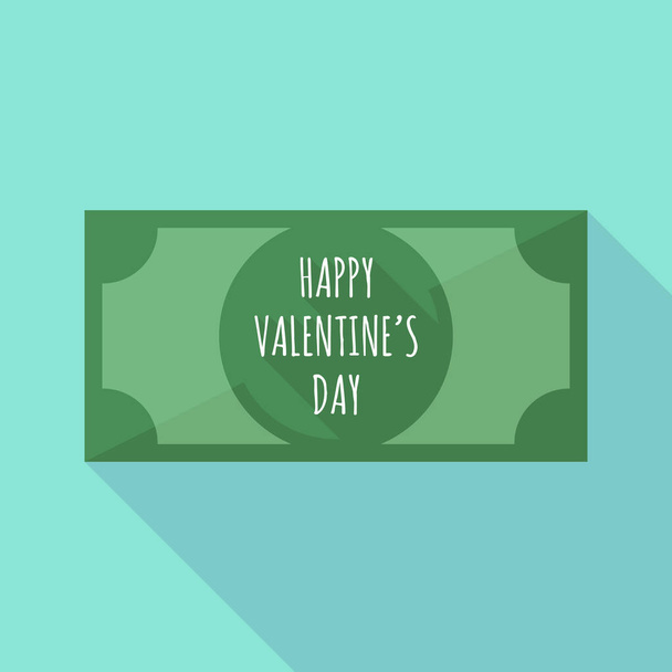 Long shadow bank note with    the text HAPPY VALENTINES DAY - ベクター画像