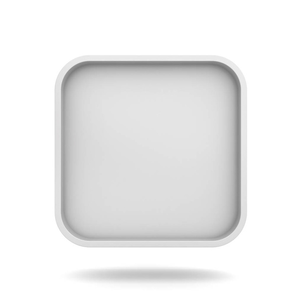 Пустой квадратный кадр или белая пуговица на белом фоне с тенью
 - Фото, изображение