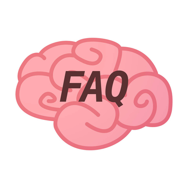 Mózg na białym tle ikona tekst Faq - Wektor, obraz