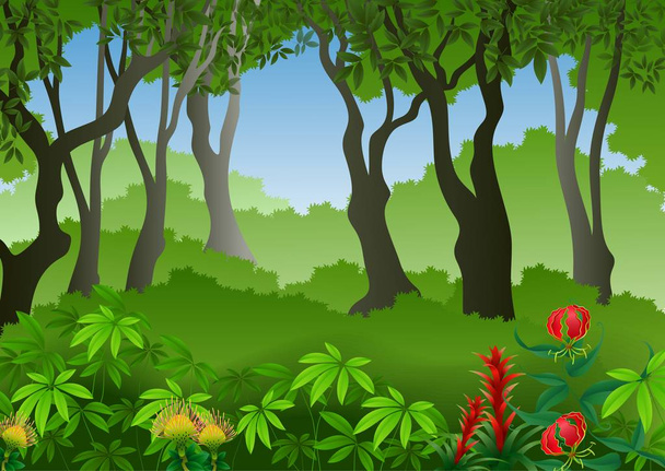 Безшовний з тропічним лісовим фоном
 - Вектор, зображення