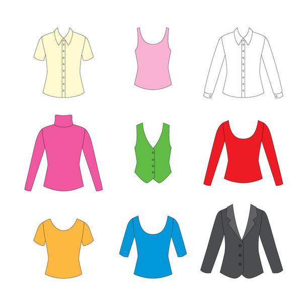 set of clothes for girls on white background - Vetor, Imagem