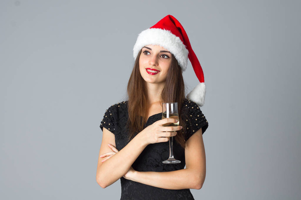 girl with glass of champagne - Фото, зображення