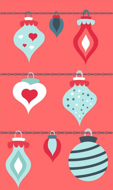 Christmas balls vector colorful seamless pattern - Vector, afbeelding
