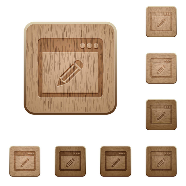 Aplicación editar botones de madera
 - Vector, imagen