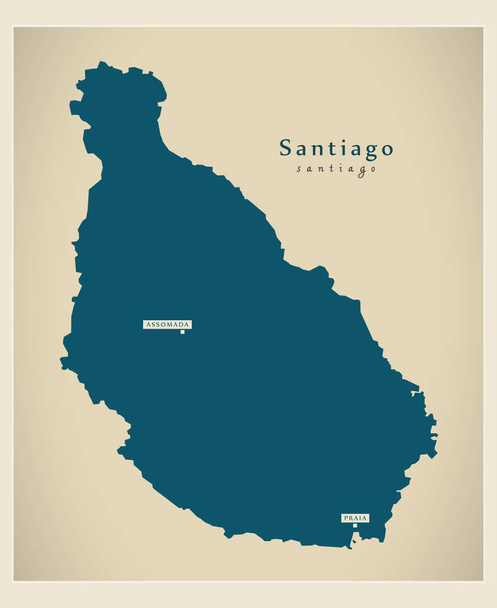 Moderne kaart - Santiago Cv - Vector, afbeelding