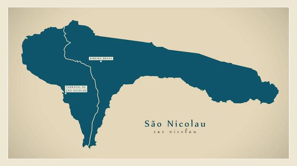 Современная карта - Сан-Николау с муниципалитетами CV
 - Вектор,изображение