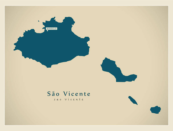 Moderní mapa - Projděte si také anglickou Sao Vicente - Vektor, obrázek
