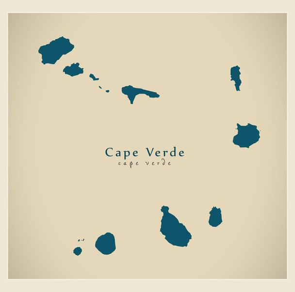 Moderne kaart - Kaapverdië Cv - Vector, afbeelding