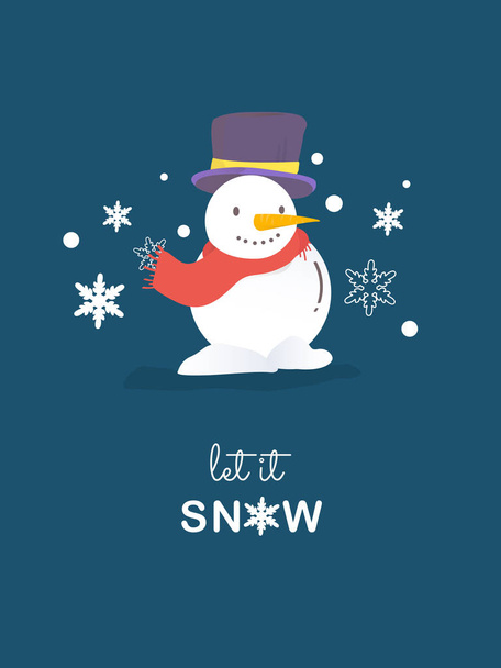 Snowman christmas card.Vector illustration. - Vector, imagen