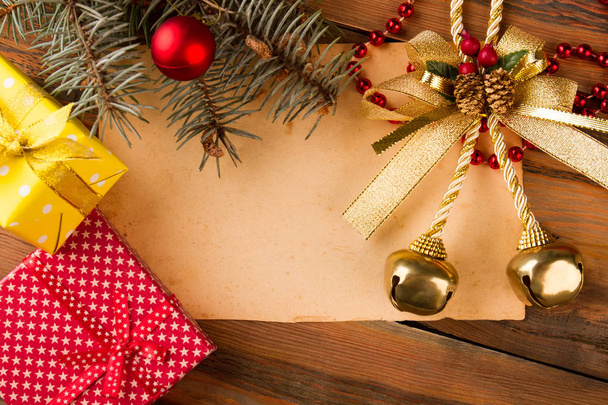 Christmas fir tree with paper and christmas decorations.  - Φωτογραφία, εικόνα