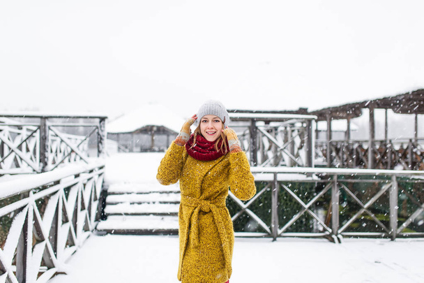 Kışlık ceketli güzel kadın. - Fotoğraf, Görsel