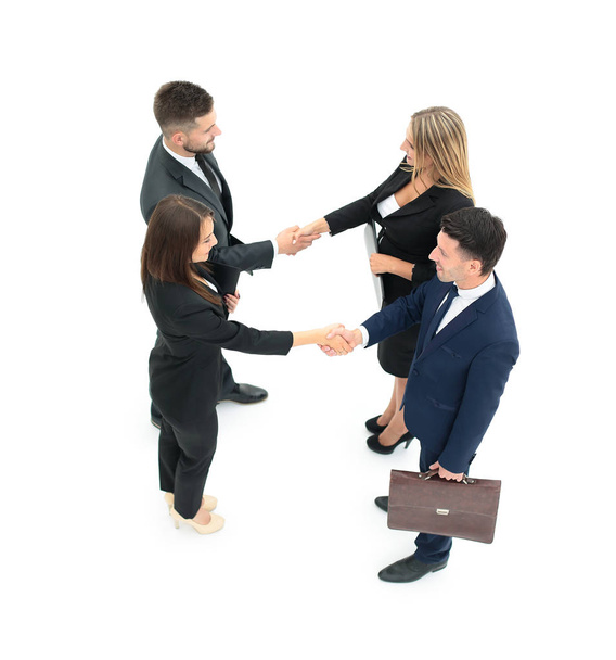 Grupo de empresários a fazer aperto de mão. Isolado em bac branco
 - Foto, Imagem