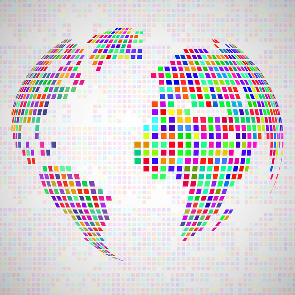 Streszczenie globu ziemi z kolorowych pikseli. Wektor - Wektor, obraz