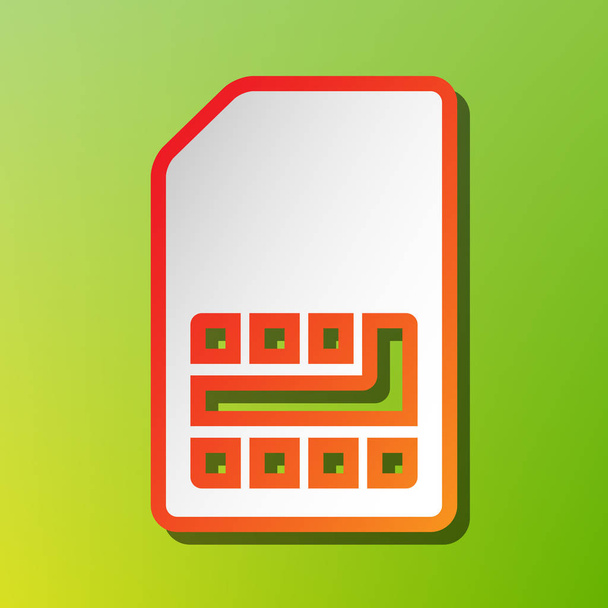 SIM-kaart teken. Contrast pictogram met een rode lijn op groene achtergrondkleur. - Vector, afbeelding