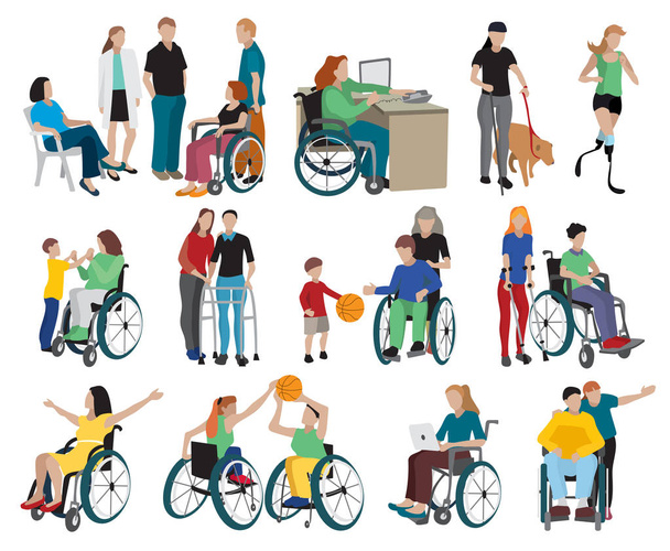 Mensen met een handicap Icons Set - Vector, afbeelding