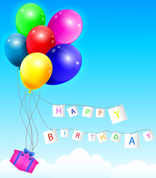 birthday background with colorful balloons - Vector, Image