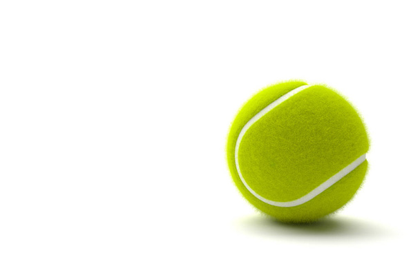 Tennis ball with copy space isolated on a white background. 3D illustration - Photo, Image