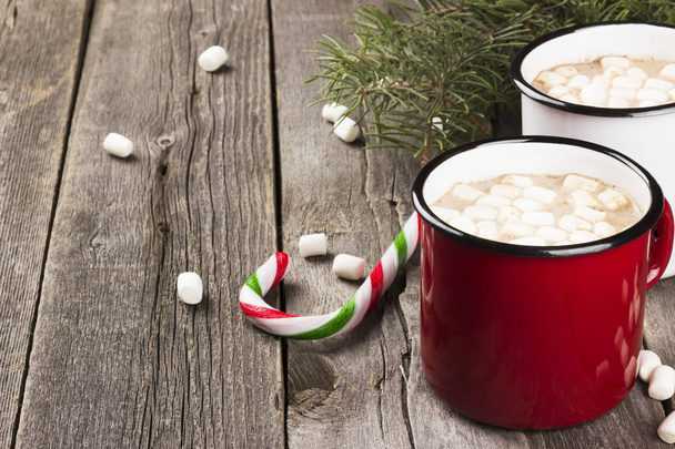 Cup of hot cocoa with marshmallows on a dark background - Valokuva, kuva