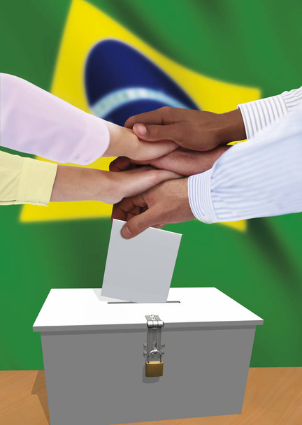 団結を表現するブラジルの有権者 - 写真・画像