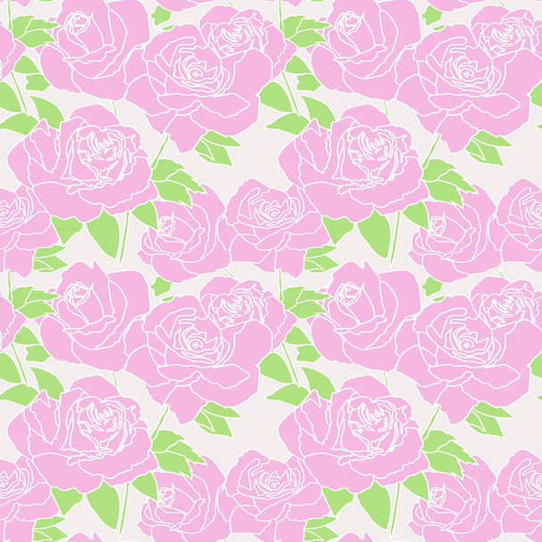 ピンク色のバラの花でシームレスなパターン - ベクター画像