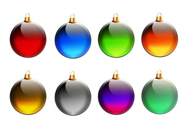 Set of colorful Christmas balls isolated on white background. - Photo, Image