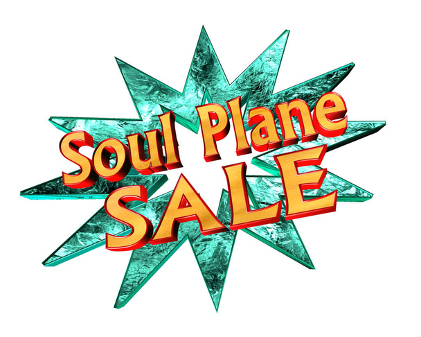 Soul-Flugzeug-Symbol mit dem Text Verkauf auf weißem Hintergrund - Foto, Bild