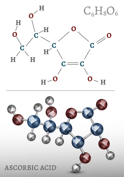Molekula kyseliny askorbové - Vektor, obrázek
