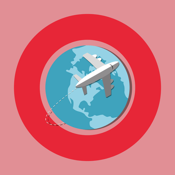 travel airplane world - Vector, Imagen