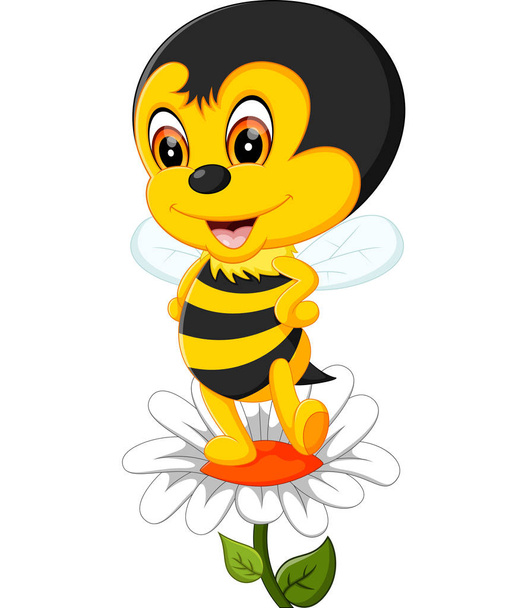 cute Bee cartoon flying of illustration - Vector, Image